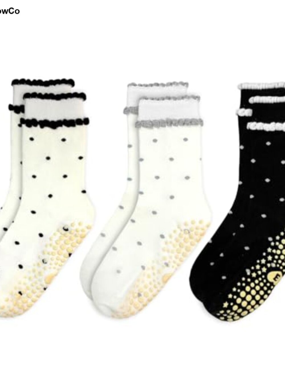 3 Pairs Pilates Grip Ankle Socks Women Cotton Polka Dot Yoga Barre
